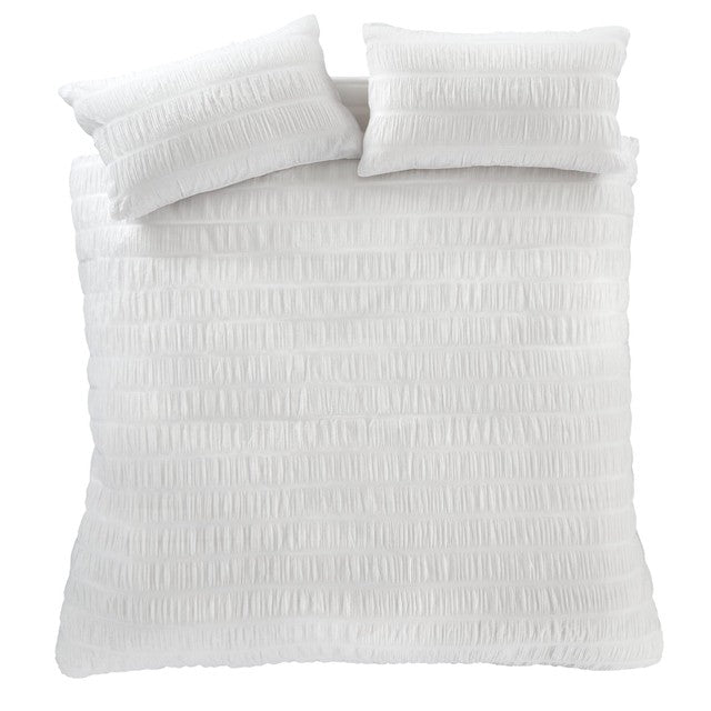 Catherine Lansfield Seersucker white single duvet cover set - British product