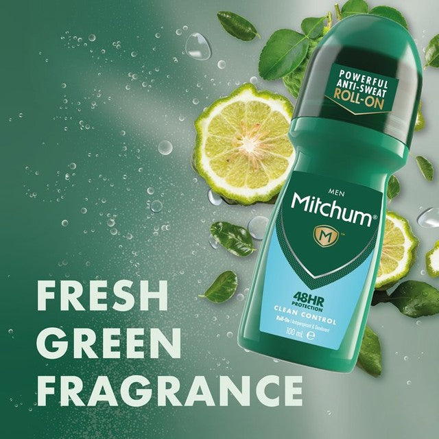 Mitchum Men Clean Control Roll-On Deodorant 100ml, imported from the UK