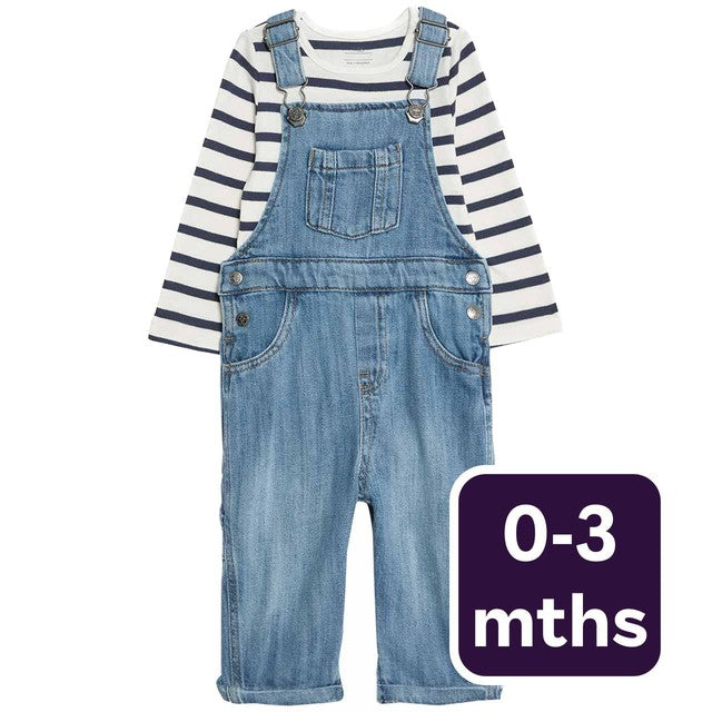 M&S denim dungaree outfit dark denim 0-3 months - British product