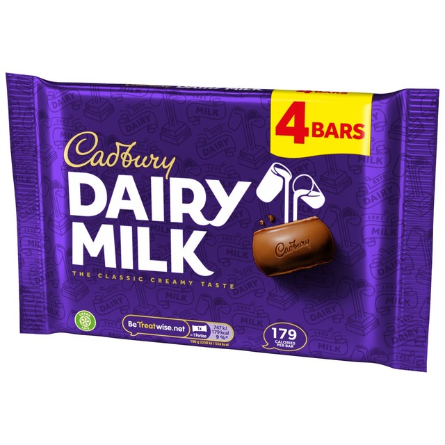 Cadbury Dairy Milk chocolate bars 4 x 33.5g - British product