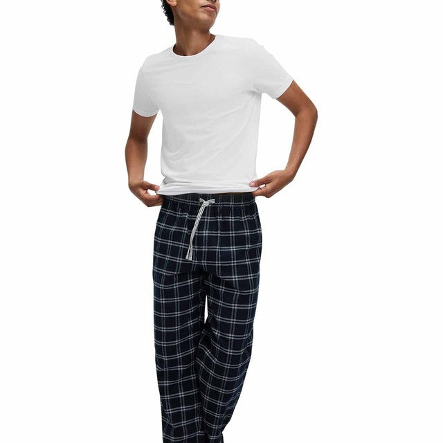 M&S men's checked pyjama bottoms navy large, imported from the UK