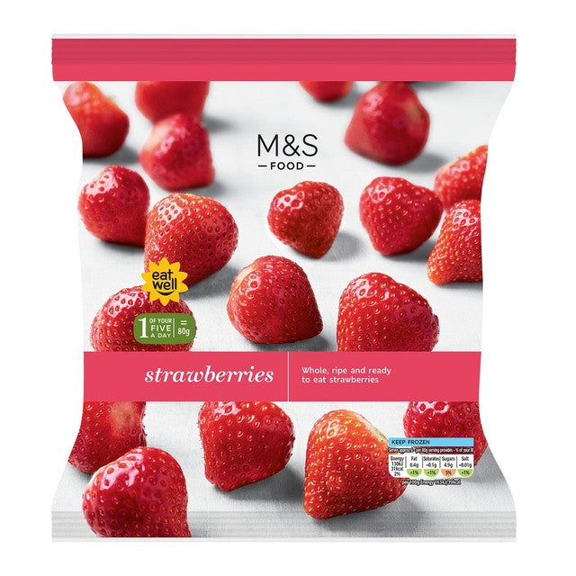 M&S frozen strawberries 500g, imported from the UK