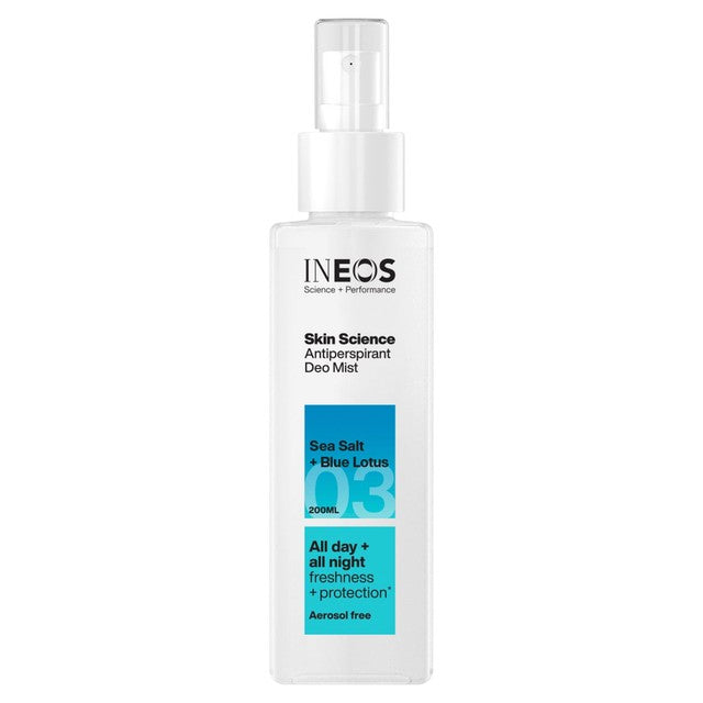 INEOS antiperspirant deodorant mist Sea Salt and Blue Lotus 200ml, UK version