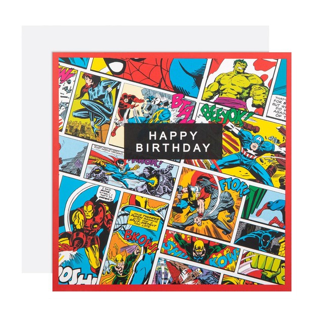 M&S Marvel birthday card 15x15cm, imported from the UK