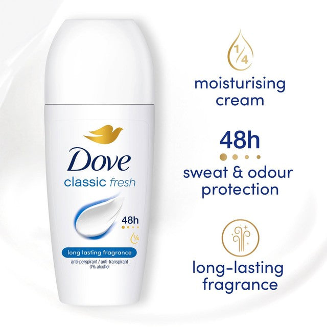 Dove Classic Fresh anti-perspirant deodorant roll-on 50ml - British product