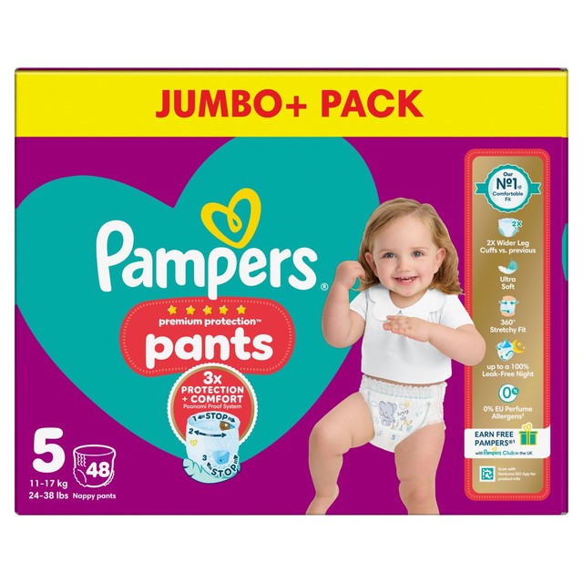 Pampers Nappy Pants Size 5 48 Count, imported from the UK