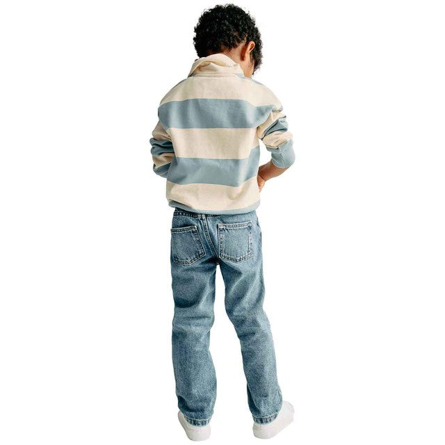 M&S blue striped rugby sweatshirt for ages 6-7, imported from the UK
