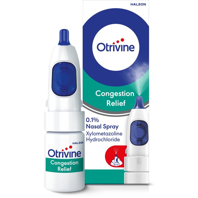 Otrivine congestion relief decongestant nasal spray 0.1% 10ml, imported from the UK