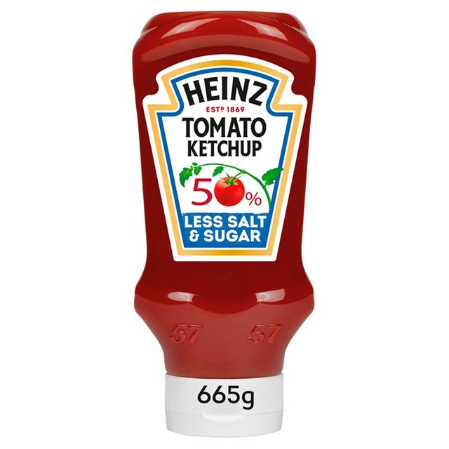 Heinz Tomato Ketchup 50% Less Sugar & Salt 665g, UK version