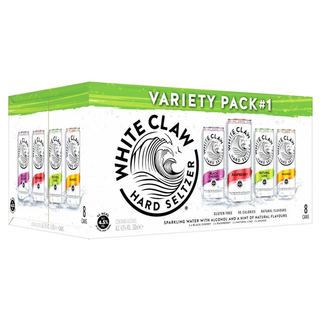 White Claw hard seltzer variety pack 8 x 330ml (British brand)