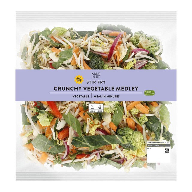M&S mixed vegetable stir fry pack 550g, imported from the UK