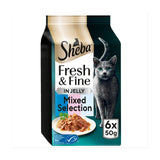 Sheba cat food pouches tuna salmon whitefish jelly 6x50g (British brand)
