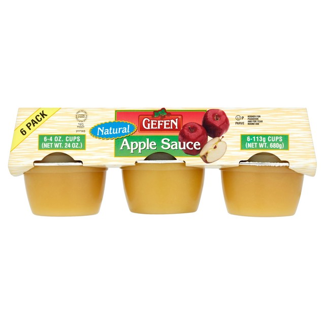 Gefen natural apple sauce 113g mini cups, UK version