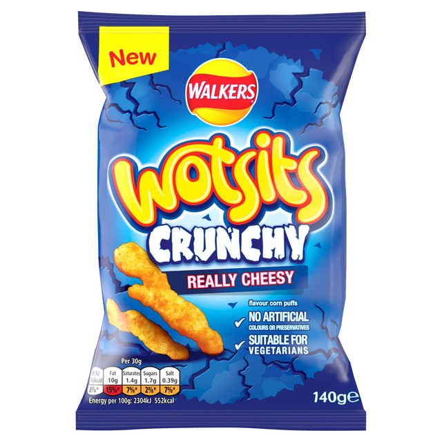 Walkers Wotsits Crunchy Cheesy Corn Puffs 140g (British brand)