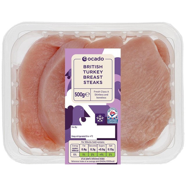 Ocado turkey breast steaks 500g, imported from the UK