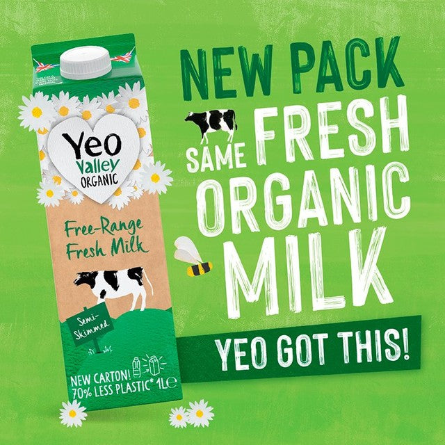 Yeo Valley Semi Skimmed Milk 1L (British brand)