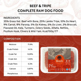 Benyfit Natural beef and tripe raw dog food 1kg - British product