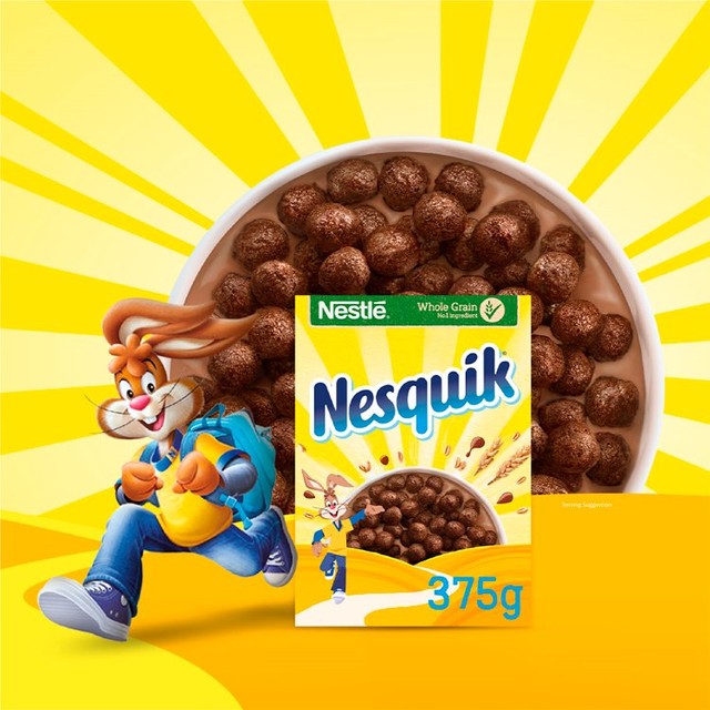 Nesquik chocolate cereal 375g, imported from the UK