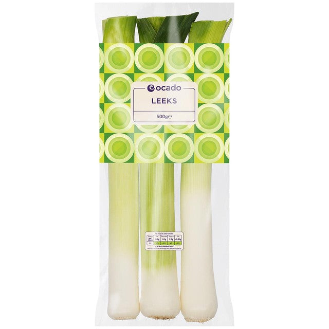 Ocado leeks 500g, imported from the UK