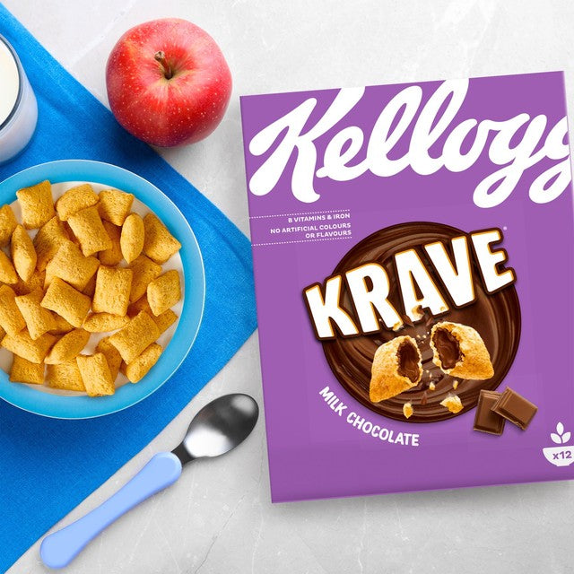Kellogg's Krave milk chocolate breakfast cereal 410g, UK version