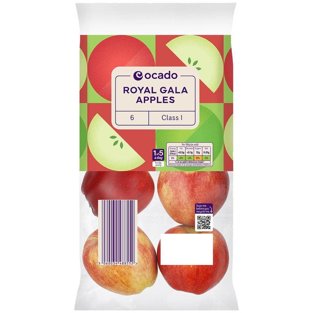 Ocado Royal Gala apples 6 per pack, imported from the UK
