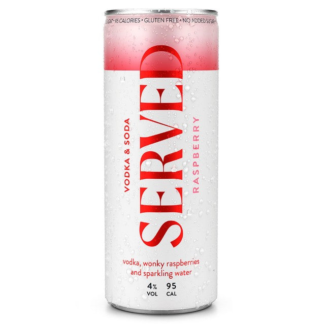 Served raspberry hard seltzer 250ml can (British brand)