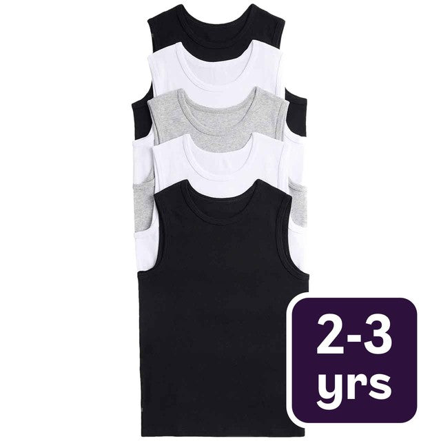 M&S black cotton vests for children 2-3 years, imported from the UK