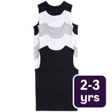M&S black cotton vests for children 2-3 years, imported from the UK