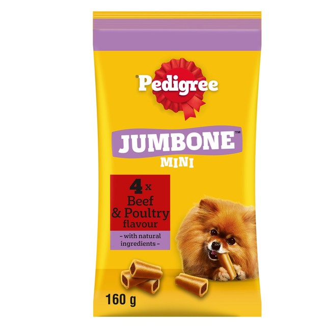 Pedigree Jumbone Mini beef poultry dog treats 4x40g, imported from the UK