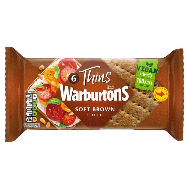 Warburtons brown sandwich thins 6 pack - British product