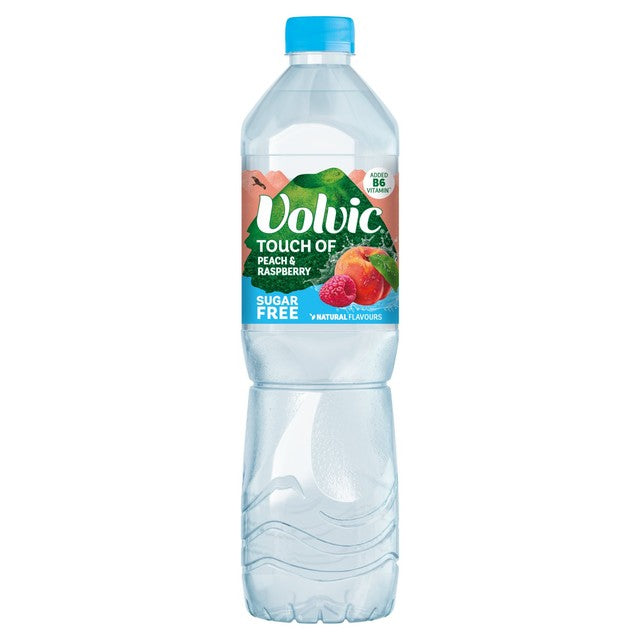 Volvic peach raspberry sugar free flavoured water 1.5L (British brand)