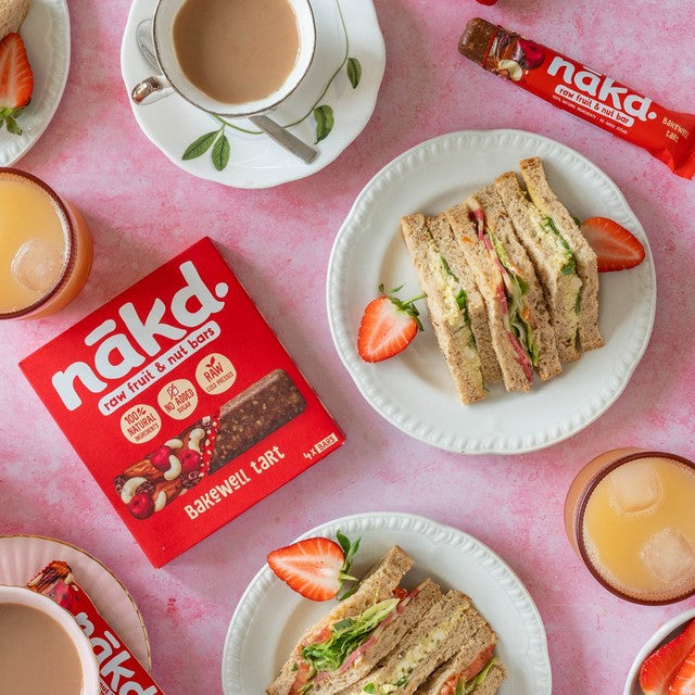 Nakd Bakewell Tart bars multipack 4x35g, imported from the UK
