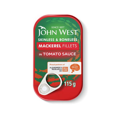 John West Makrelenfilets ohne Haut und Gräten in Tomatensauce Konserven Makrelenfilets 115g
