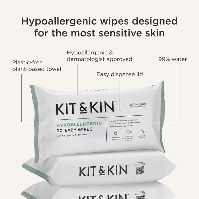 Kit & Kin hypoallergenic baby wipes 60 pack, UK version