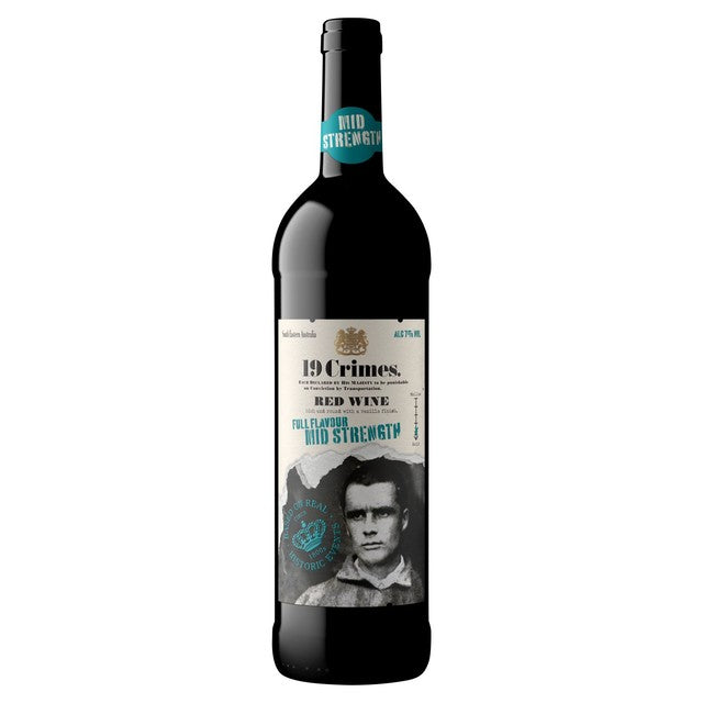 19 Crimes mid strength red wine blend 75cl - British product