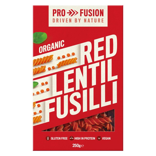 Profusion Red Lentil Fusilli 250g, imported from the UK