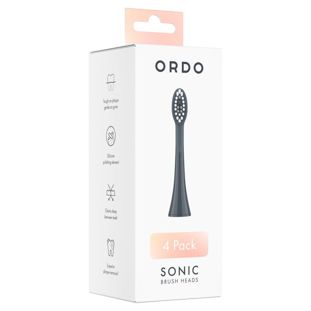 Ordo sonic toothbrush heads Charcoal Grey 4 pack, imported from the UK