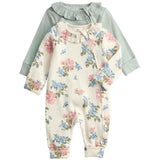 M&S floral frill collar sleepsuit ivory 2-3 Y, imported from the UK