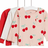 M&S Cherry Tops Red 3 Pack 3-6 Months Infant Tops - British product