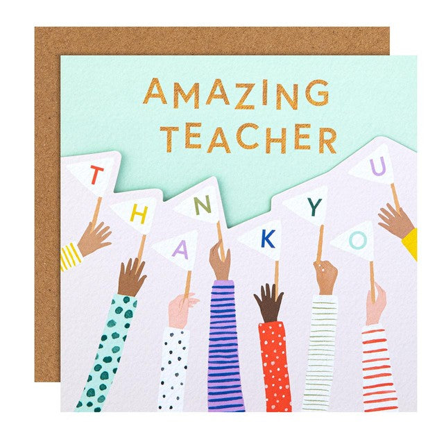 M&S Amazing Teacher Thank You Card 15x15cm, imported from the UK