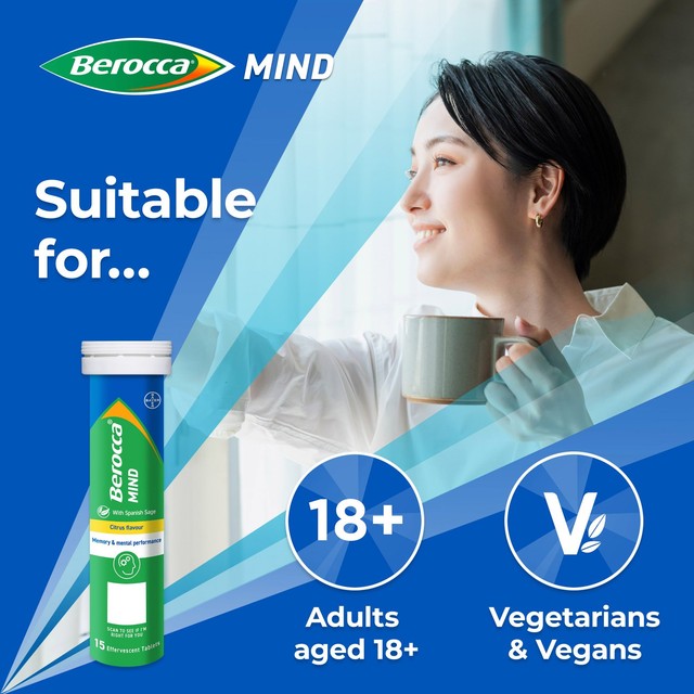 Berocca Mind Citrus multivitamin supplement 15 tablets - British product