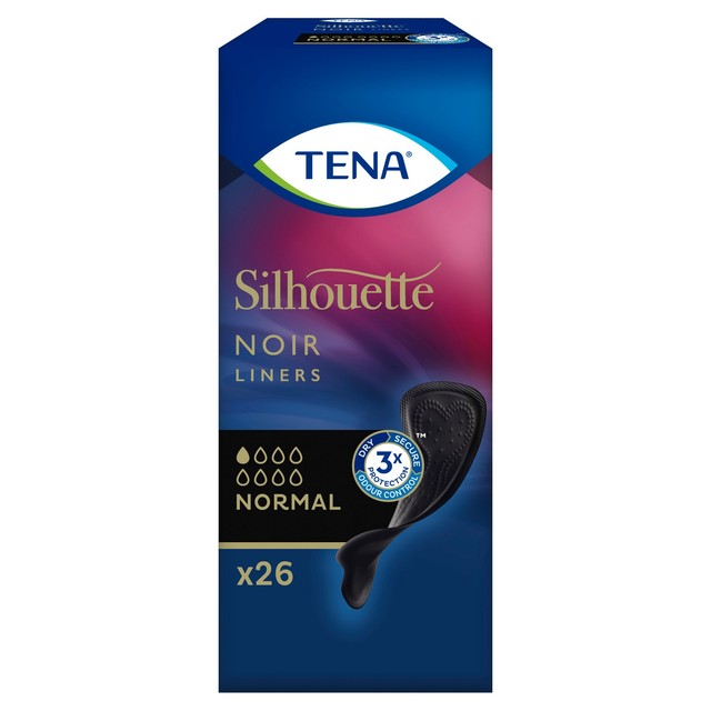 TENA Lady Silhouette Black incontinence liners 26 per pack (British brand)