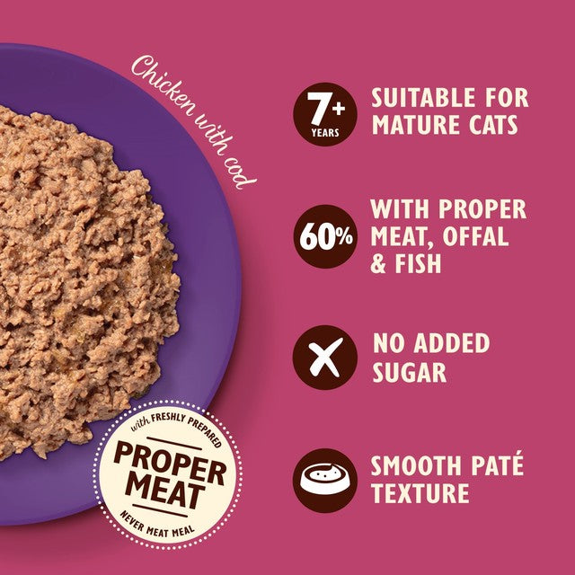 Lily's Kitchen mature smooth chicken and cod cat food pate 85g, UK version