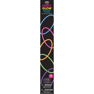 Unique Party Multicoloured Glow Necklaces Assorted Colours 22 inch Pack of 10