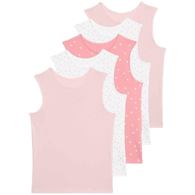 M&S heart print cotton vests 6-7 years, imported from the UK