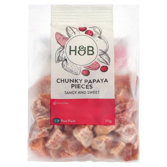 Holland & Barrett chunky papaya pieces dried fruit snack 210g, UK version