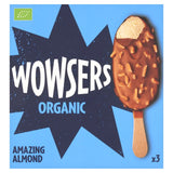 Wowsers organic vanilla ice cream lollies with milk chocolate and almonds 3x110ml (British brand)