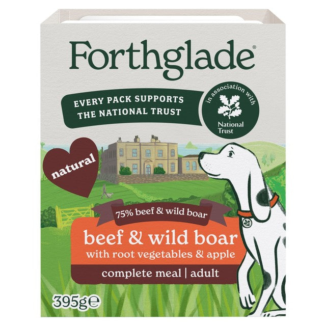 Forthglade wet dog food beef and wild boar with veg and apple 395g - British product