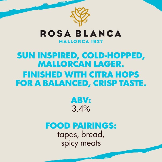 Damm Brewery Rosa Blanca lager beer 6 x 330ml, imported from the UK