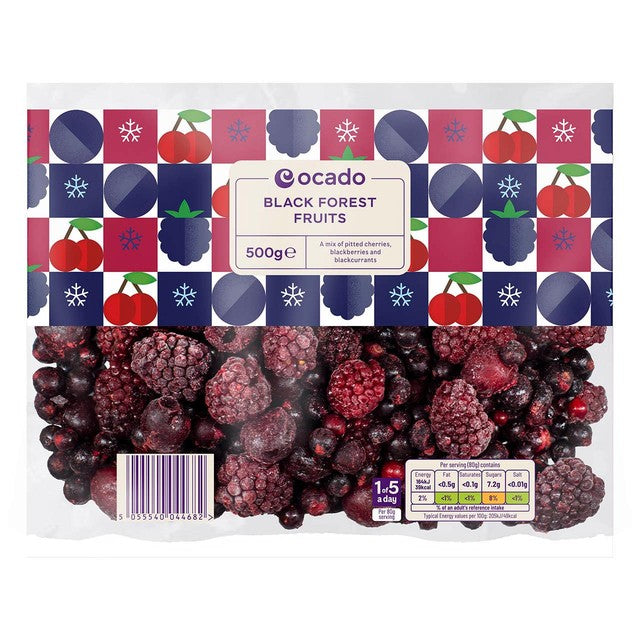 Ocado Frozen Black Forest Fruits 500g, imported from the UK